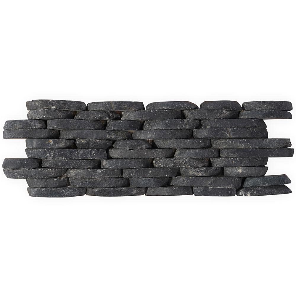 Countryside Black Stacked Sliced 4 in. x 6 in. Mosaic Wall Tile Sample -  Ivy Hill Tile, EXT3RD105031