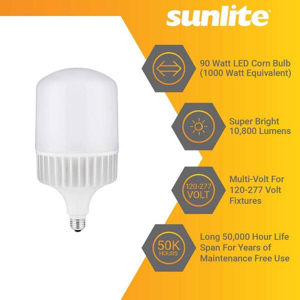 Håbefuld Igangværende passe Sunlite 1000-Watt Equivalent T42 High Lumen UL Listed Wet Location E39 Base  Corn LED Light Bulb, Warm White 3000K (1-Bulb) HD02765-1 - The Home Depot