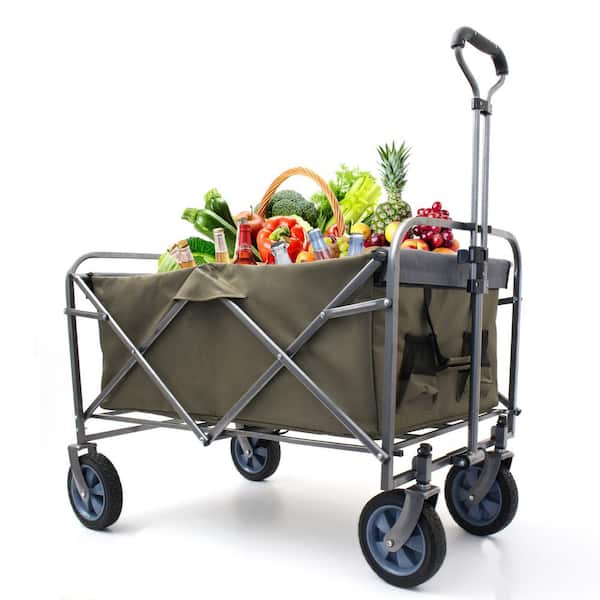 4 cu. ft. Steel Gray Khaki Multipurpose Micro Collapsible Garden Cart