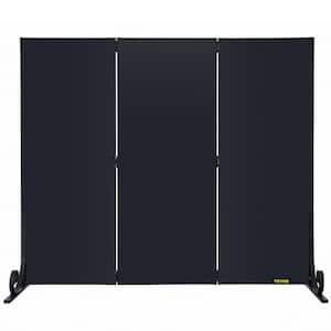 3-Panel Fireplace Screen 47 in. x 34.3 in. Iron Freestanding Spark Guard w/Support for Fireplace Decoration & Protection