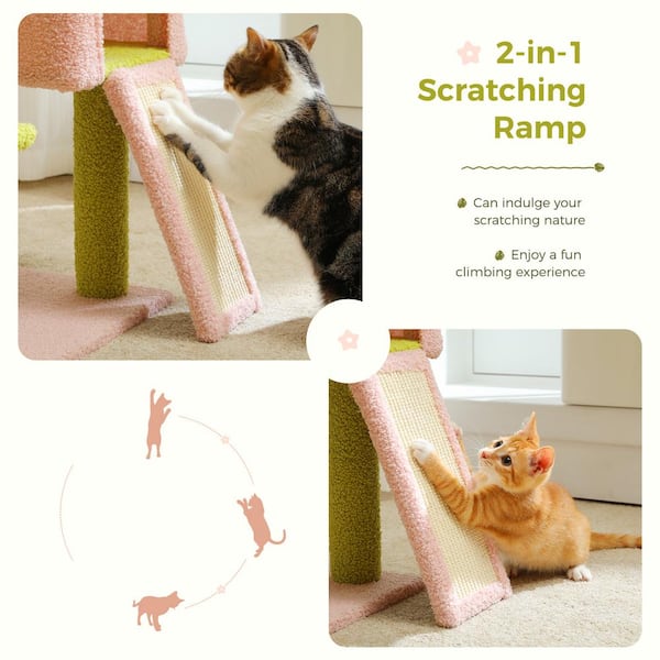 cenadinz Small to Medium Cat Flower Cat Tree 47.2 Multi Level Cat Tower Sisal Covered Scratching Posts Cute Cat Condo in Pink YSCHMT0236GN The Home Depot