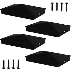 4 in. x 6 in. Matte Powder Coated Aluminum Fences Post Caps for 3.5 in. x 5.5 in. Post, Black (4-Pack)
