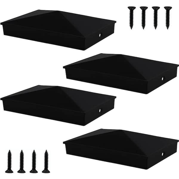 4 in. x 6 in. Matte Powder Coated Aluminum Fences Post Caps for 3.5 in. x 5.5 in. Post, Black (4-Pack)