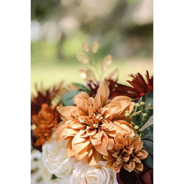 11 in. H Rustic Orange Terracotta Artificial Flowers for DIY