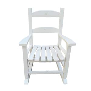 White Populus Wood Outdoor Rocking Chair for Children Kids Ages 3-6