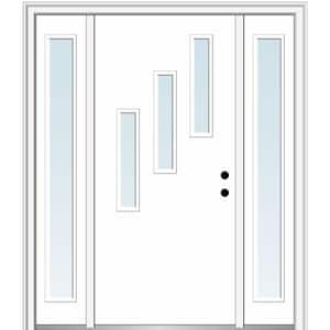 Davina 60 in. x 80 in. Left-Hand Inswing 3-Lite Clear Low-E Primed Fiberglass Prehung Front Door on 6-9/16 in. Frame