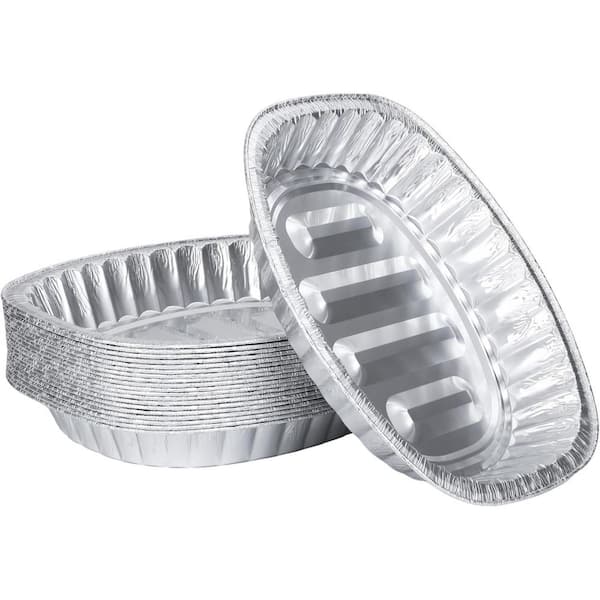 20-Piece Extra Large Disposable Aluminum Foil Oval Roasting Pan Silver Heavy Duty Oven Safe Set with Spill Resistant