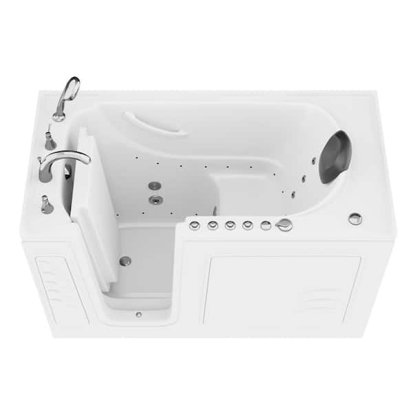 Universal Tubs Safe Premier Series 30 in. L x 59 in. W Left Side Drain Combination Jetted Bathtub in White with Microbubbles Technology