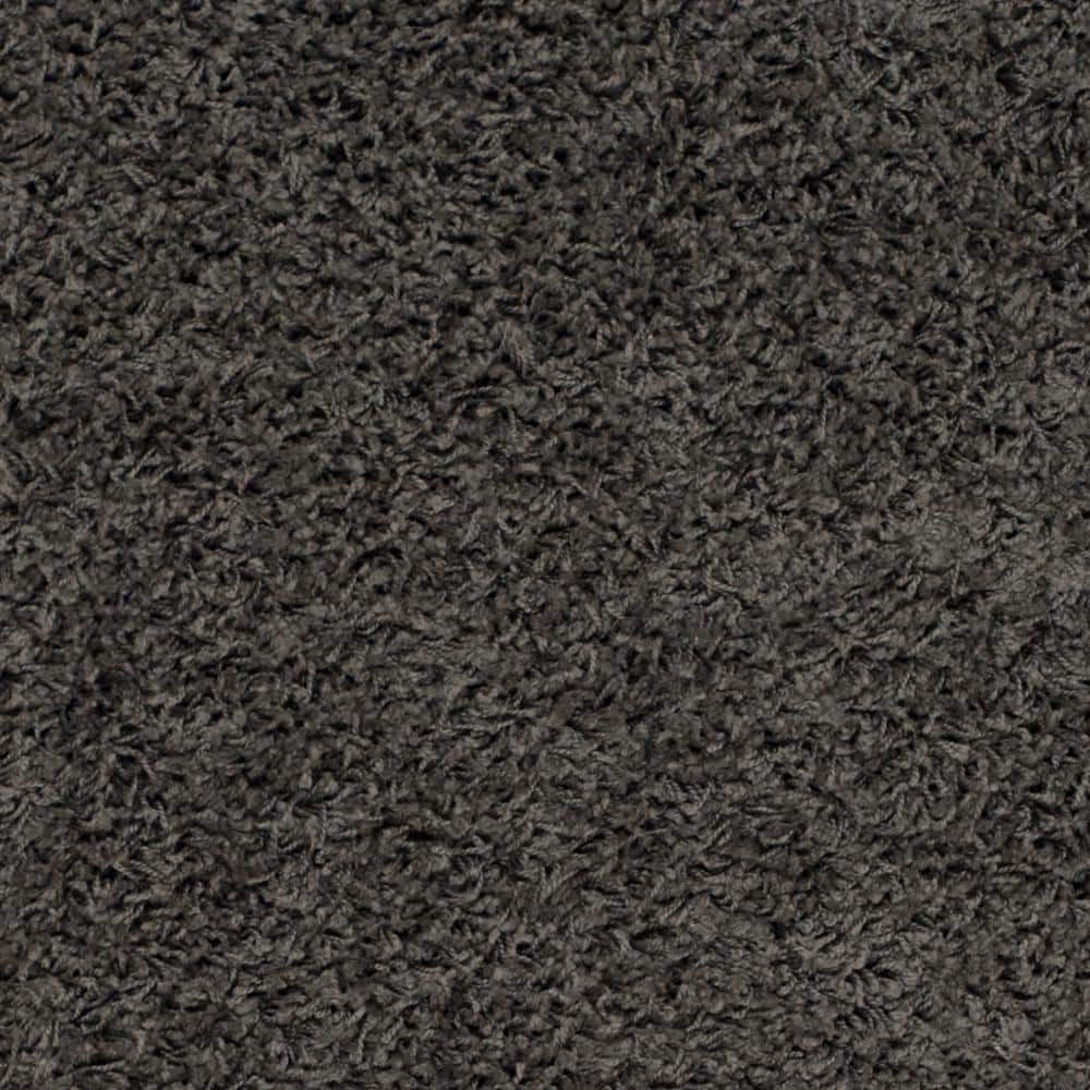 Athens Dark Gray Synthetic Shag Runner Rug 2'3" x 6'