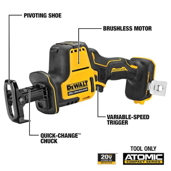 ATOMIC 20-Volt MAX Lithium-Ion Cordless Brushless Compact Reciprocating Saw with Premium Lithium-Ion 6.0 Ah Battery Pack