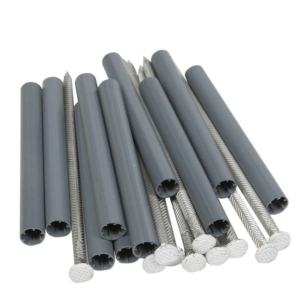 DISCOUNTINUED 7 in. White Galvanized Spikes and 5 in. Plastic Ferrules 10 Pack