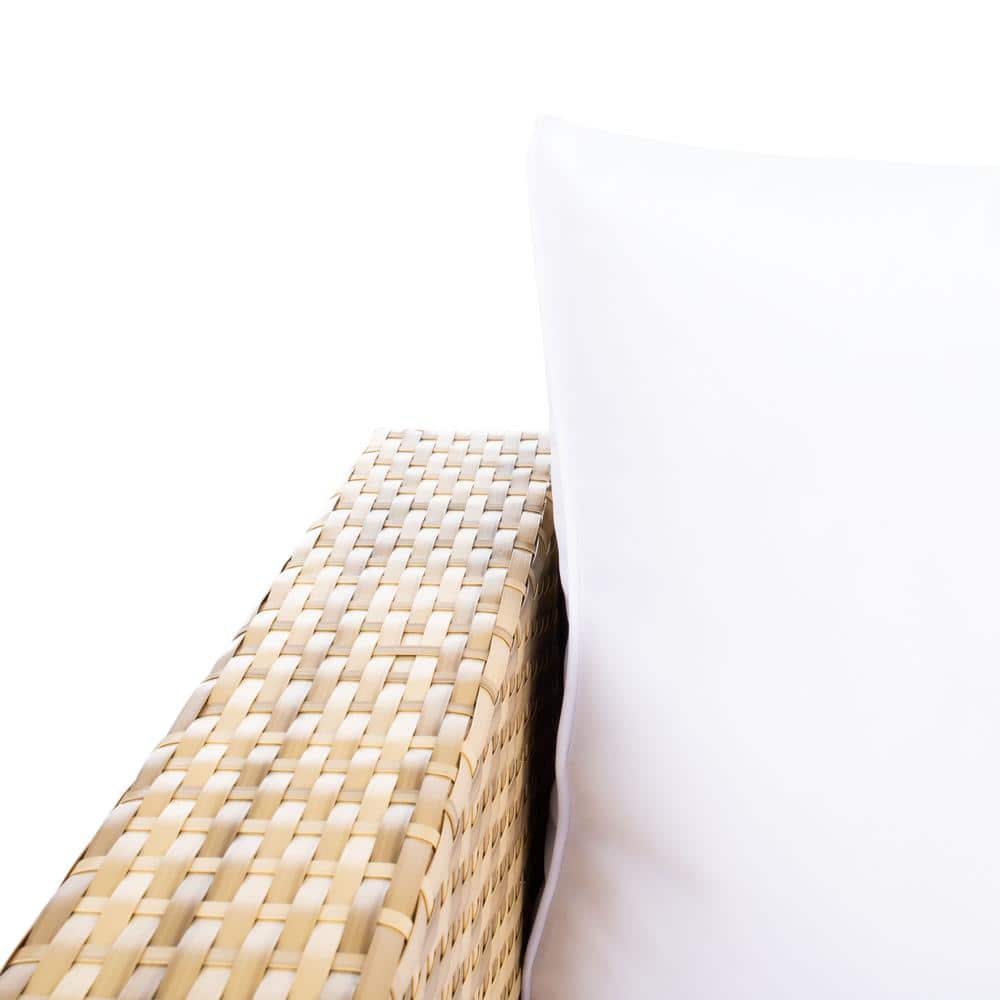 Natural Wicker and White Cushions 4-Piece Patio Set