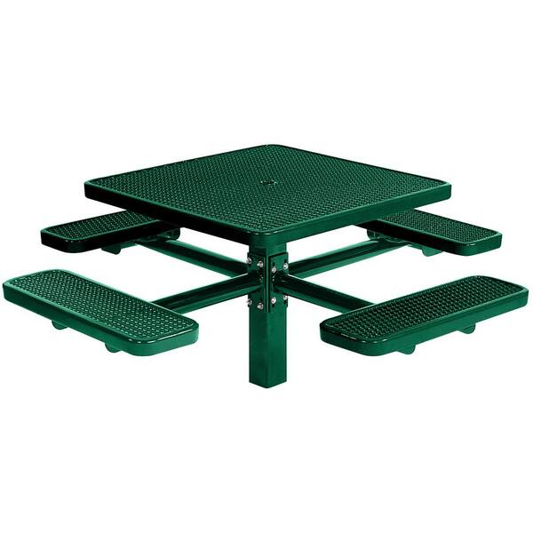 Tradewinds Park 46 in. Green Commercial Square Picnic Table with 4 Seats