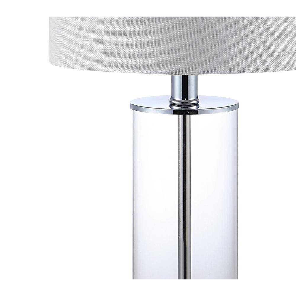 Abner 21" Chrome and Clear Glass USB Table Lamp Set