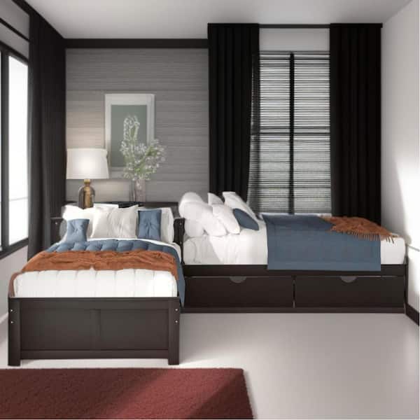 HomeRoots Black Composite Frame Twin Panel Bed