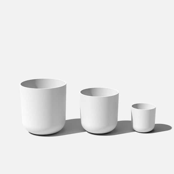 Veradek Mason Series Kona Round White Plastic Planter Bundle (10 in., 15 in., 20 in. )