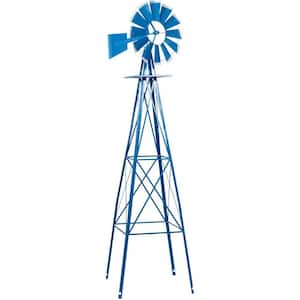 8 ft. Blue Metal Decorative Windmill