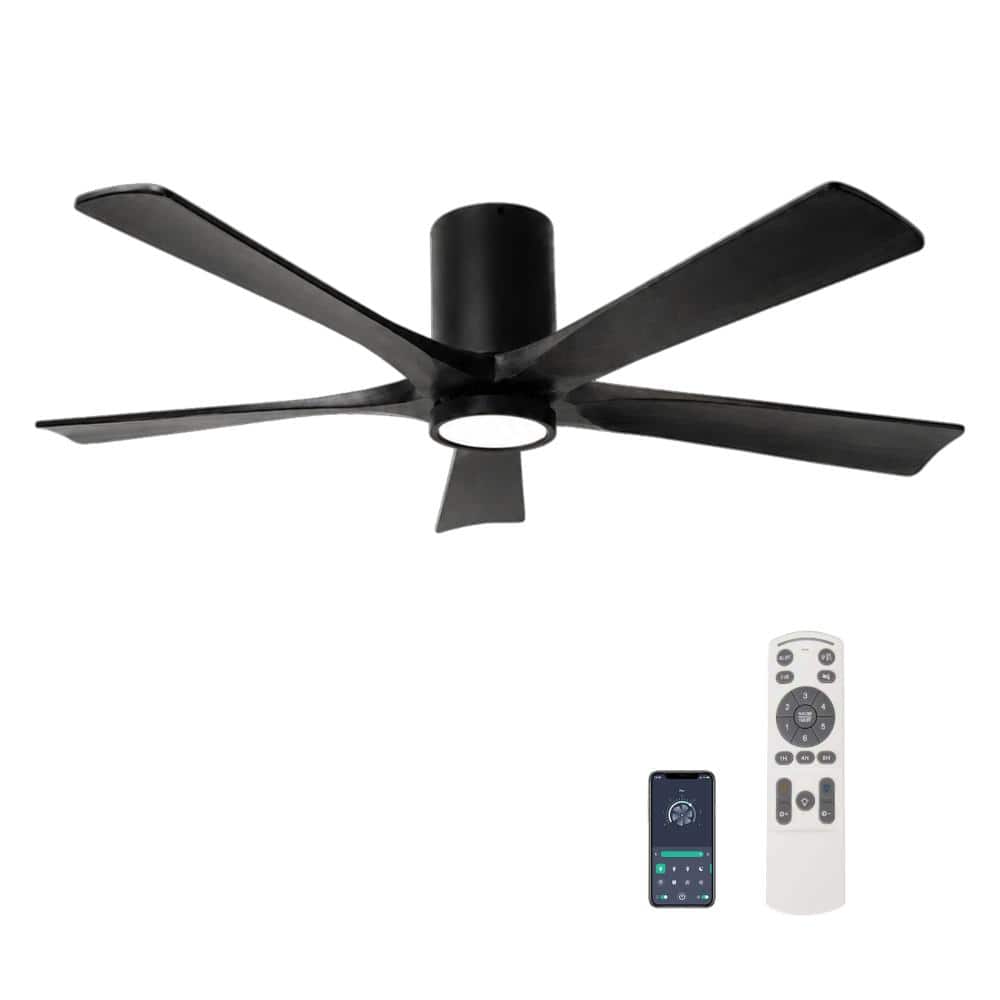 60 in. LED Indoor Black Flush Mount Ceiling Fan with Light Kit, Remote/APP Controls price history on PriceWatchPro
