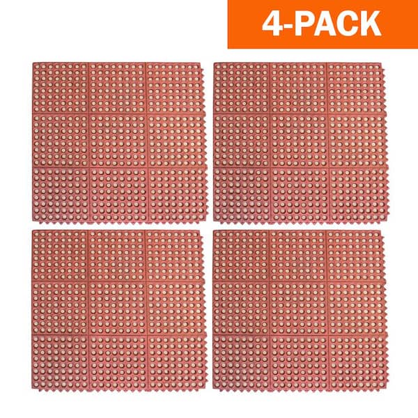 Buffalo Tools 36 in. x 36 in. Industrial Rubber Interlocking Mats (Set of 4)