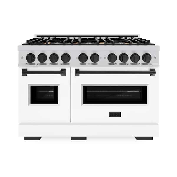 ZLINE Kitchen and Bath Classic 48 in. 8-Burner Dual Fuel Range with Double Oven in Stainless Steel, Matte White, and Matte Black