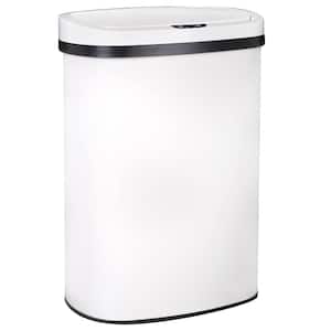Automatic 13 Gal. White Metal Household Trash Can Touchless Lid