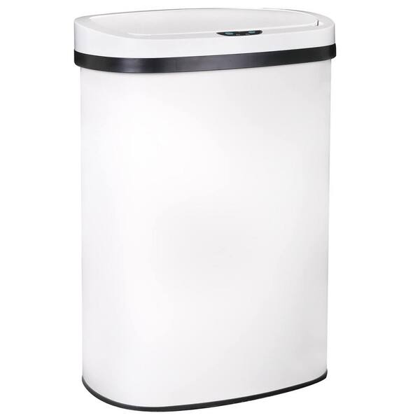 Automatic 13 Gal. White Metal Household Trash Can Touchless Lid