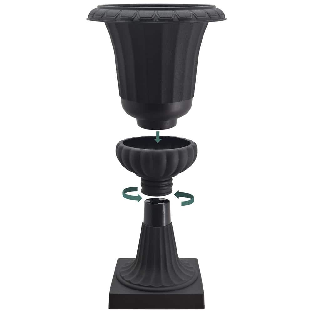 Large Black Plastic Classic Outdoor Urn Planter