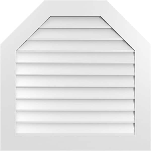 Ekena Millwork 34 in. x 34 in. Octagonal Top Surface Mount PVC Gable Vent: Decorative with Standard Frame