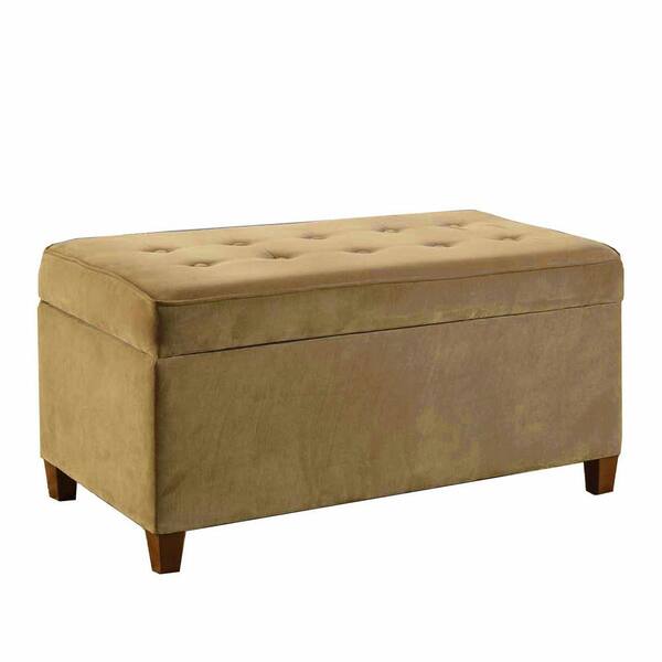 Homepop Decorative Mocha Micro-Suede Storage Bench