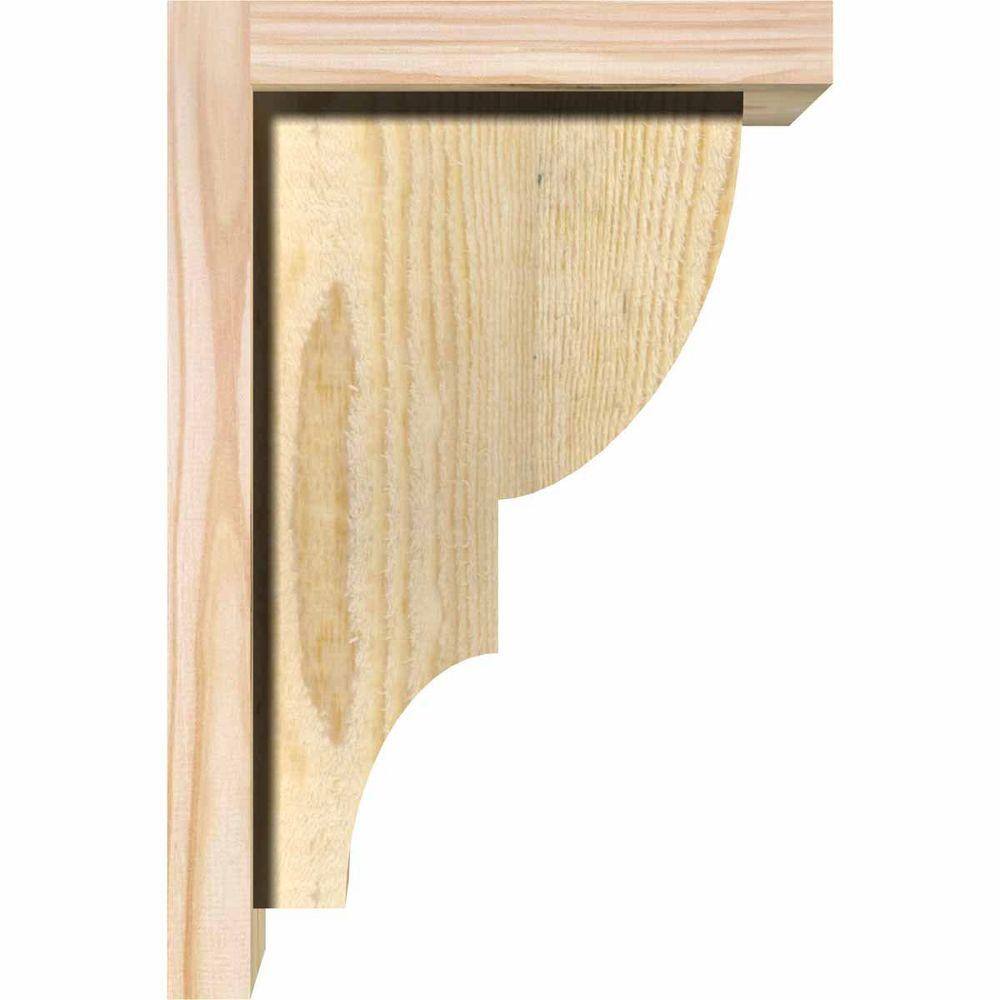 Douglas Fir Rough Sawn Corbel with Backplate, 6"W x 8"D x 12"H