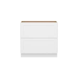 Easy-DIY 36 in. W x 24 in. D x 34.5 in. H Ready to Assemble Drawer Base Kitchen Cabinet in Shaker White with 2-Drawers