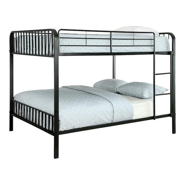 Furniture of America Diarra Black Full over Full Bunk Bed with Attached Ladder