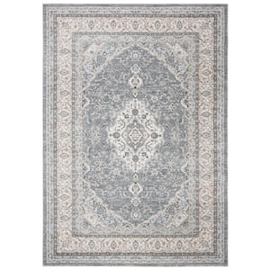Isabella Gray/Cream 5 ft. x 8 ft. Antique Floral Area Rug