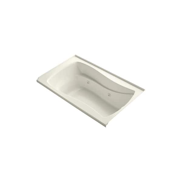 KOHLER Mariposa 60 in. Right Drain Rectangular Alcove Whirlpool Bathtub in Biscuit