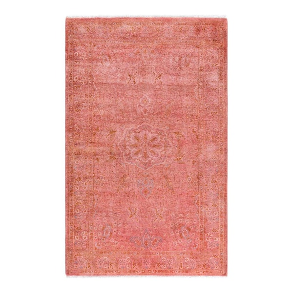 Overdyed Pink 3 ft. x 5 ft. Solid Wool Indoor Area Rug