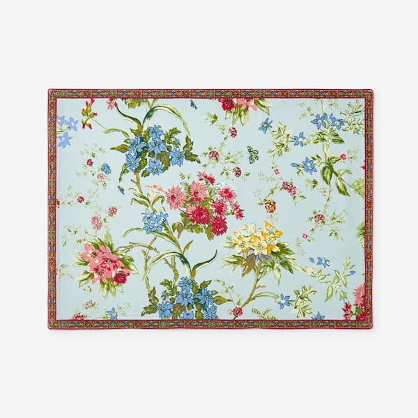 The Company Store Floral Vine 20 in. x 14 in. Aqua Multi Cotton Placemat (Set of 4)