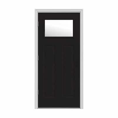 JELD-WEN 32 in. x 80 in. 6 Lite Craftsman Black Painted Steel Prehung ...