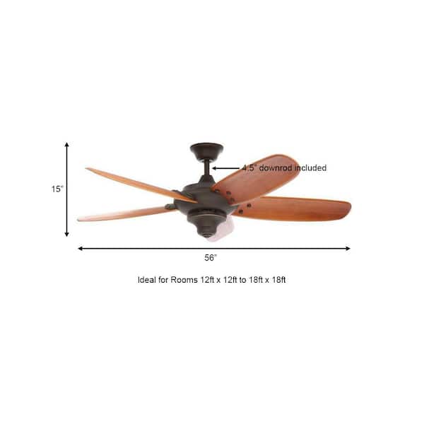 Altura 56 in. Indoor Oil-Rubbed Bronze Ceiling Fan with Downrod, Remote and Reversible Motor; Light Kit Adaptable
