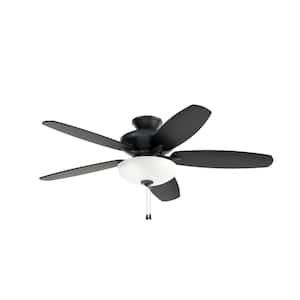 Renew Select 52 in. Indoor Satin Black Dual Mount Ceiling Fan with LED Bulbs with Pull Chain