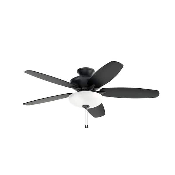 KICHLER Renew Select 52 in. Indoor Satin Black Dual Mount Ceiling Fan with LED Bulbs with Pull Chain