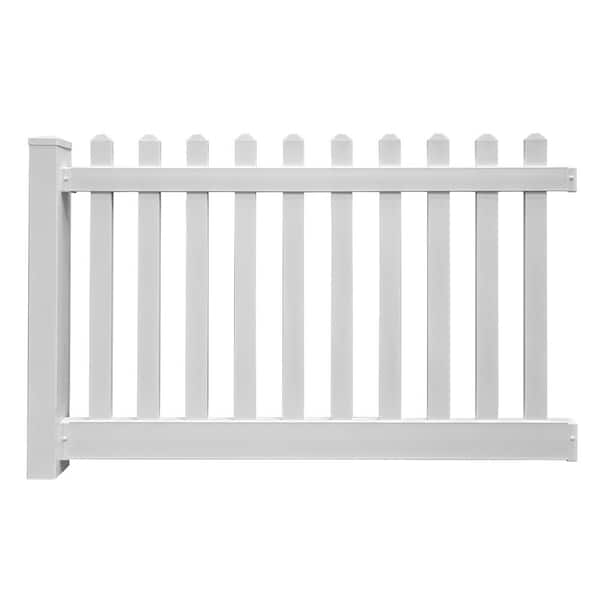 Weatherables Spokane 4 ft. x 6 ft. White Vinyl Picket Fence Panel EZ Pack