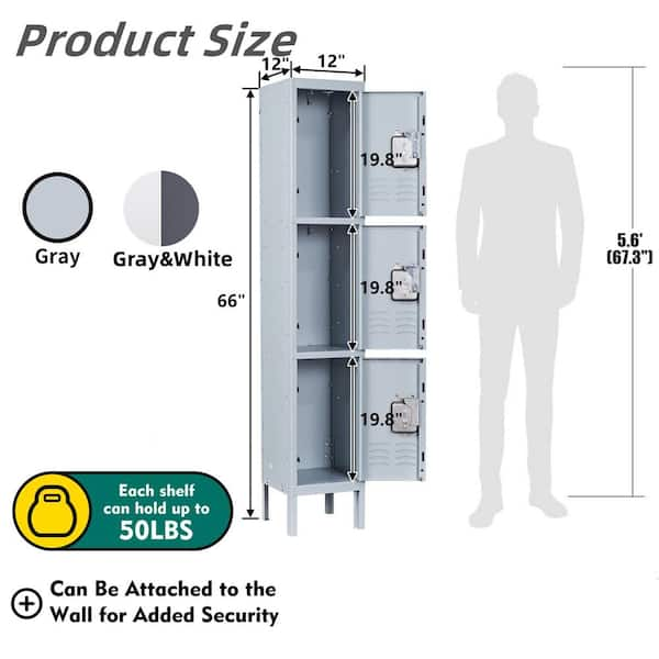 SISESOL Metal Locker Organizer for Work 66 Cabinets with Doors