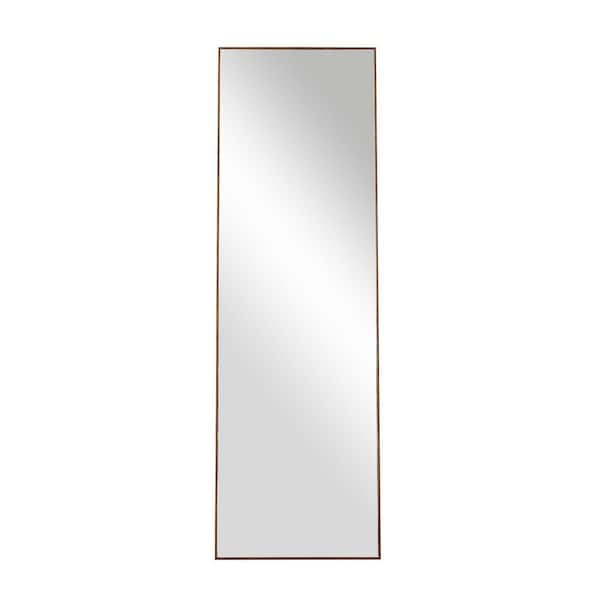 Unbranded Brown 19 in. W x 63 in. H Rectangular Wood Framed Full-Length Mirror