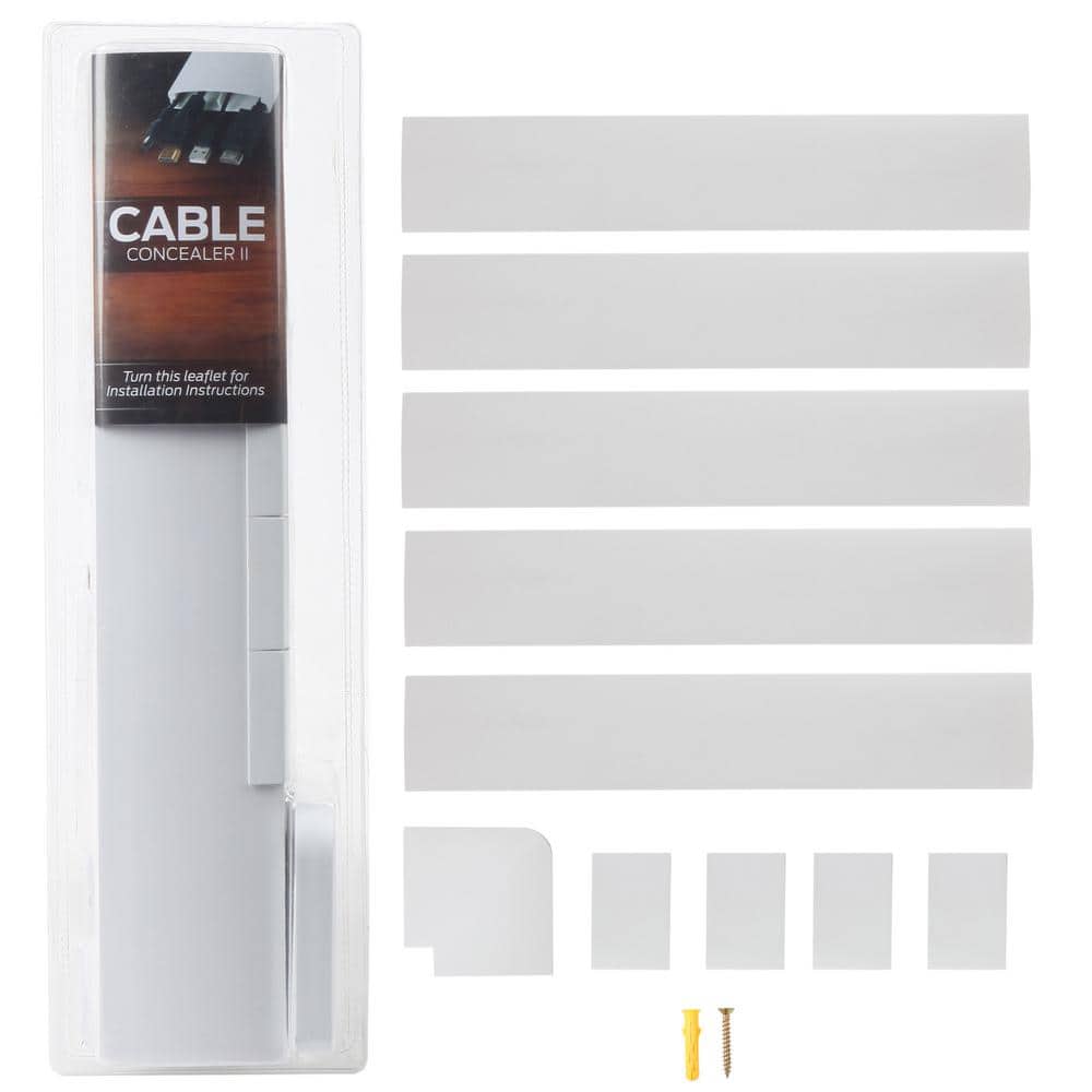 Cable Concealer on Wall Raceway - Paintable Cord Cover for Wall Mounted TVs  - Cable Management Kit Including Connectors & Adhesive Strips Connected to  Raceway 