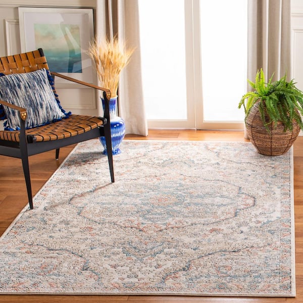 Oregon Gray/Blue 9 ft. x 12 ft. Medallion Border Area Rug