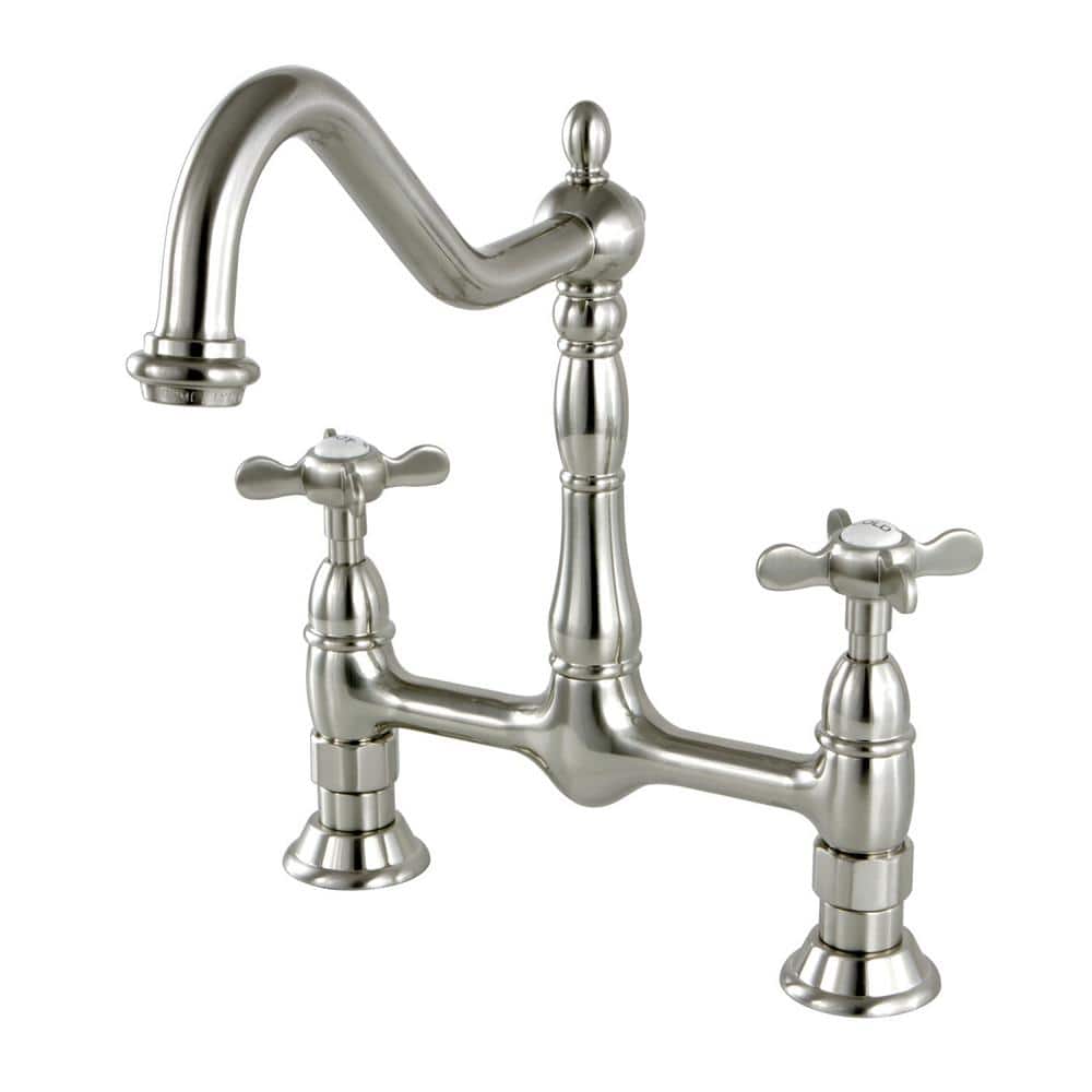 Essex 2-Handle Bridge Kitchen Faucet with Cross Handle in Brushed Nickel price history on PriceWatchPro