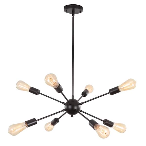 ADSENSTY 8-Light Black Modern Dimmable Sputnik Chandelier, Farmhouse Chandelier Light Fixture