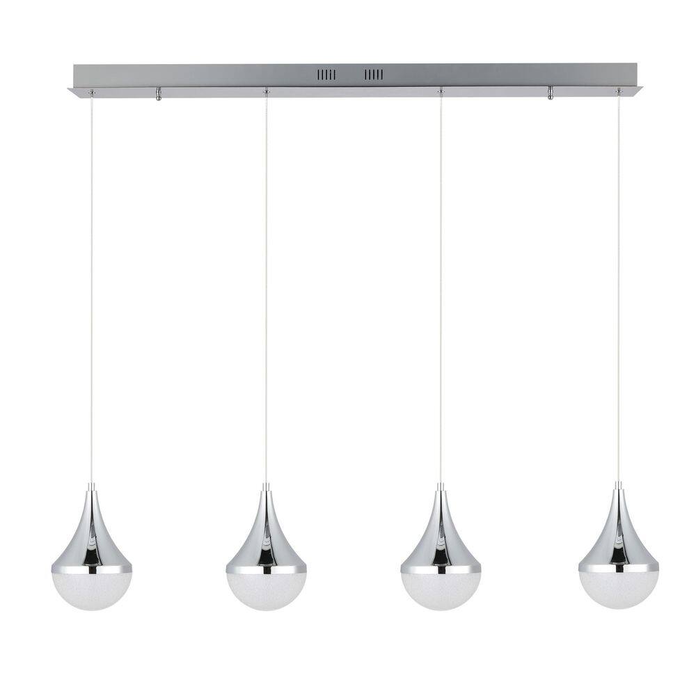 Elena Teardrop Chrome 47" LED Linear Pendant with Frosted Shade