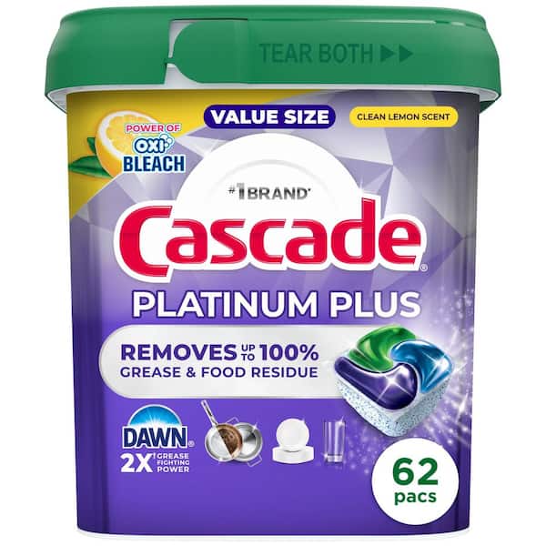 Platinum Plus ActionPacs Plus Bleach and Dawn Lemon Scent Dishwashing Machine Detergent (62-Count)