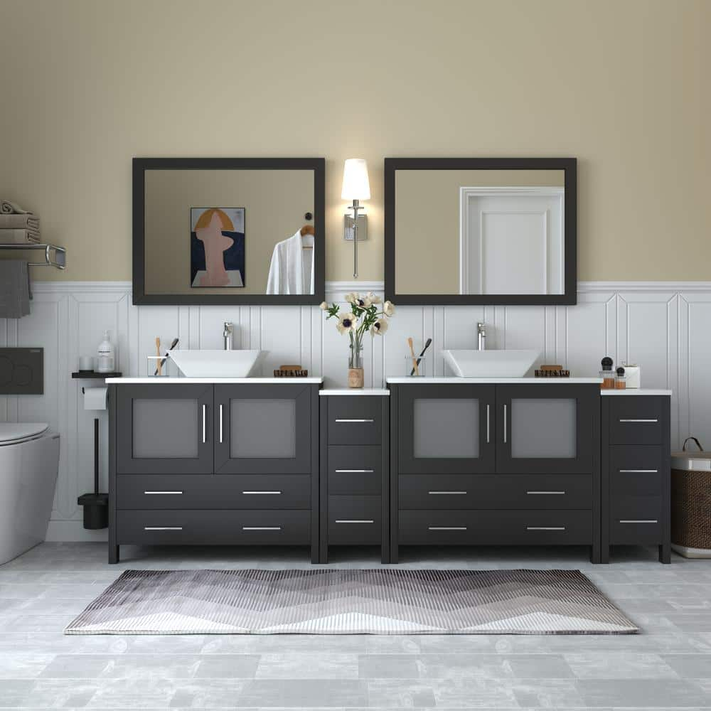 Vanity Art Ravenna 96 in. W Bathroom Vanity in Espresso with Double ...